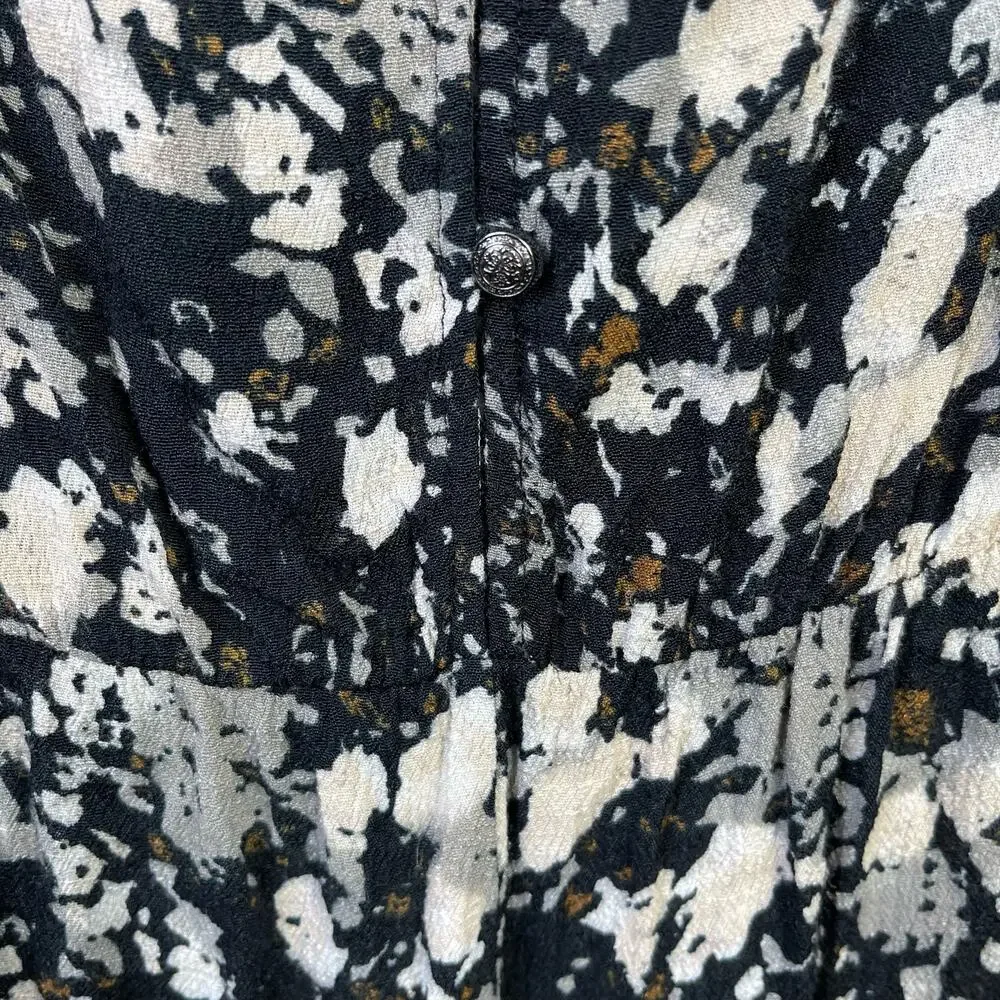 Free People Floral Romper Playsuit Black All the Right Ruffle Bell Sleeve - Picture 10 of 11